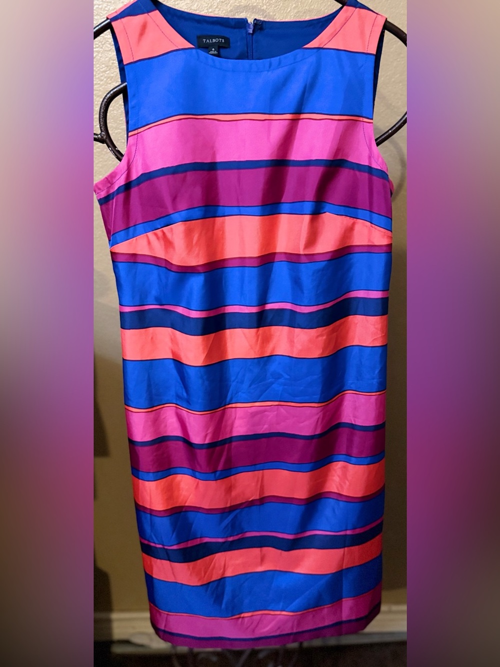 Talbots Bold Striped Dress in Blue, Pink & Coral
